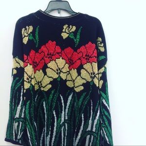 Vintage Red Holiday Sweater Red Gold Metallic